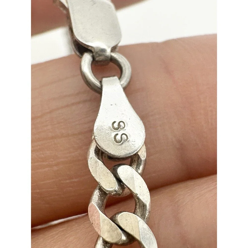 925 Italy Sterling Silver Men's Figaro Chain Necklace 18